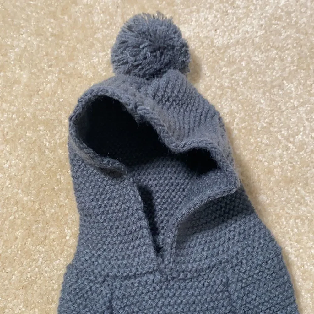 Dog Sweater Gray Hoodie with Pom XS NWT
